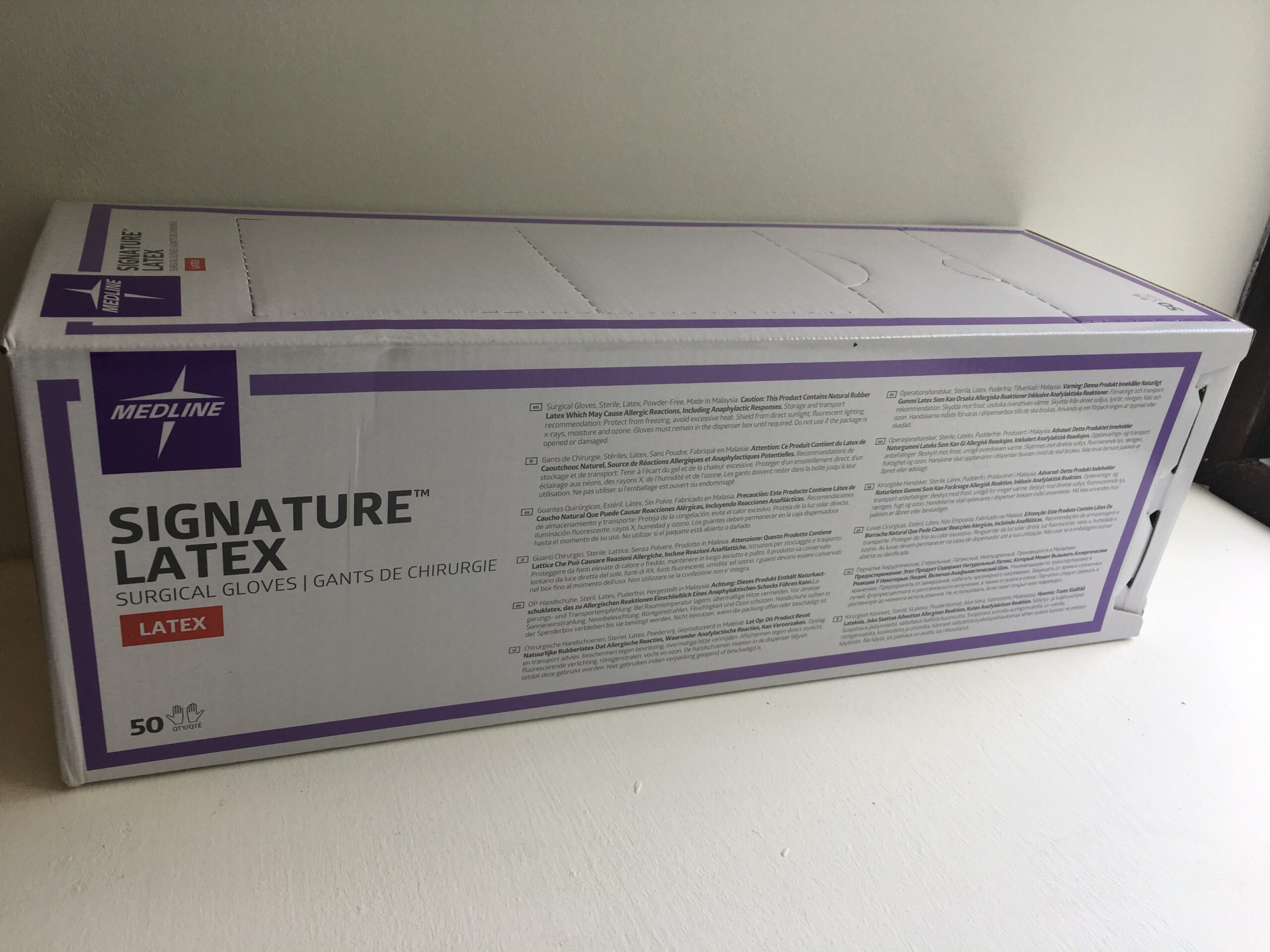 Signature Sterile Surgeons Gloves Latex P/F Size 7.5 (Box of 50)
