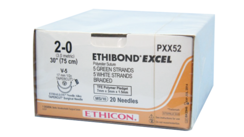 Ethibond Suture 2-0, 26mm, 1/2C, 90cm (Box of 36)